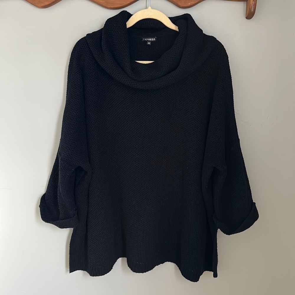 Express Black Oversized Poncho Sweater XS/S